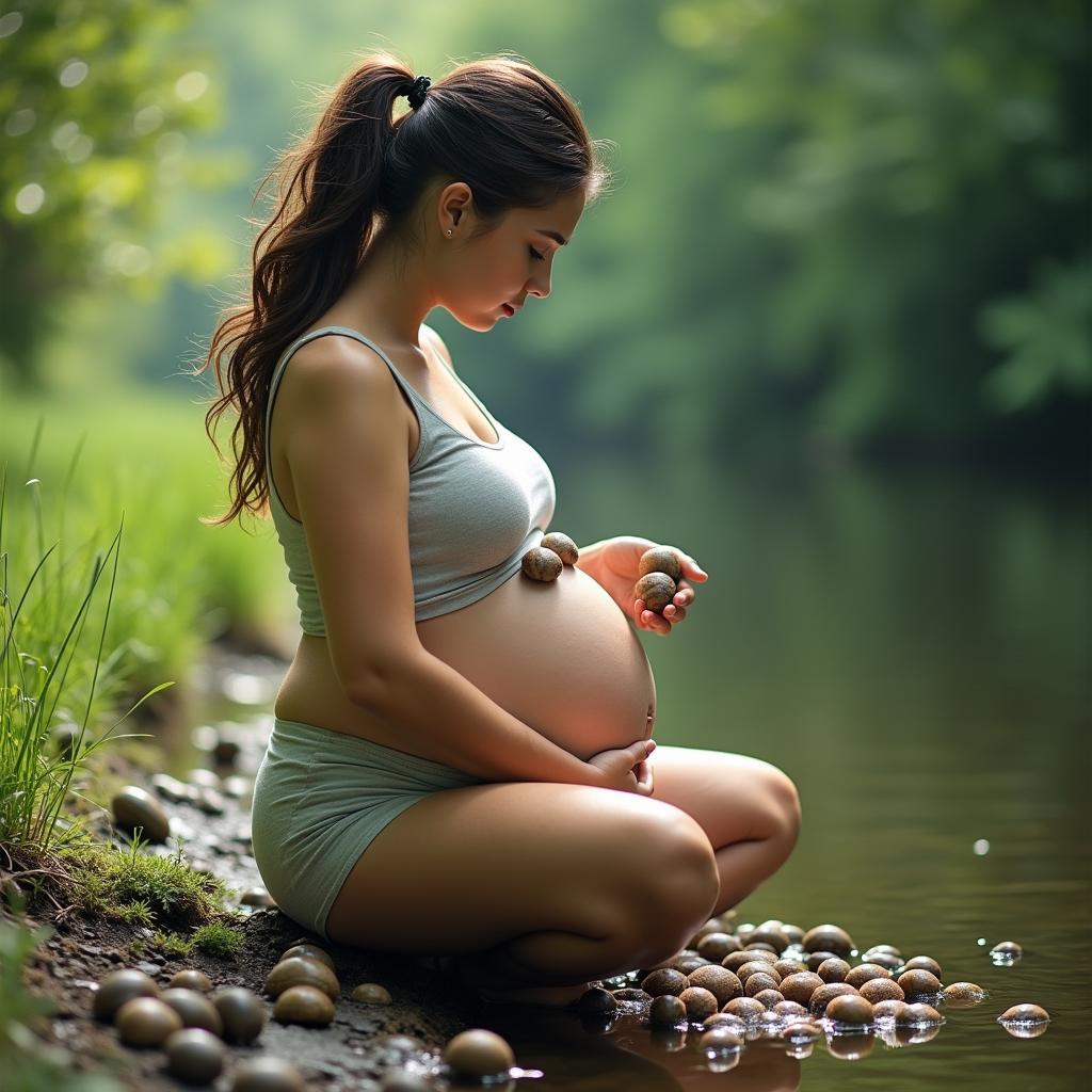 Bà bầu nằm mơ thấy đi bắt ốc ven sông