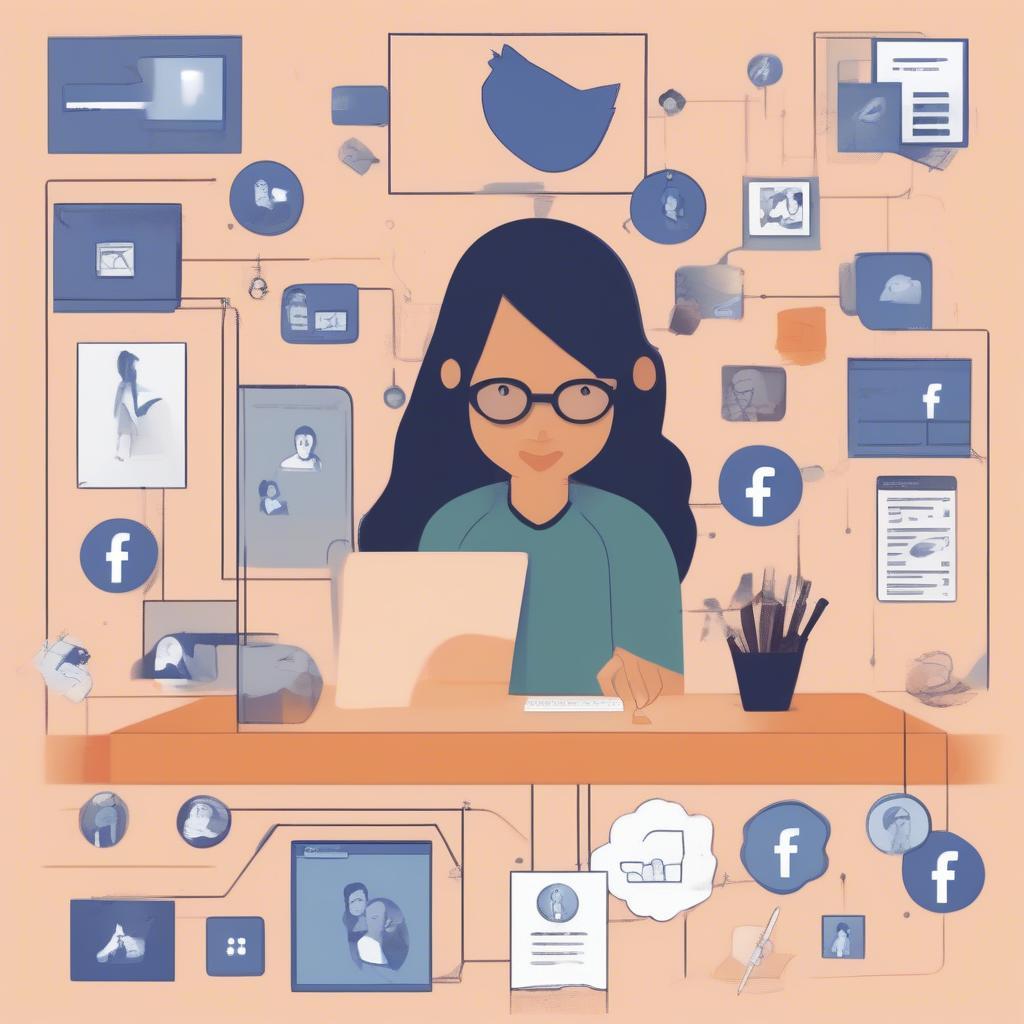 Biểu tượng Facebook và hình ảnh bản thân