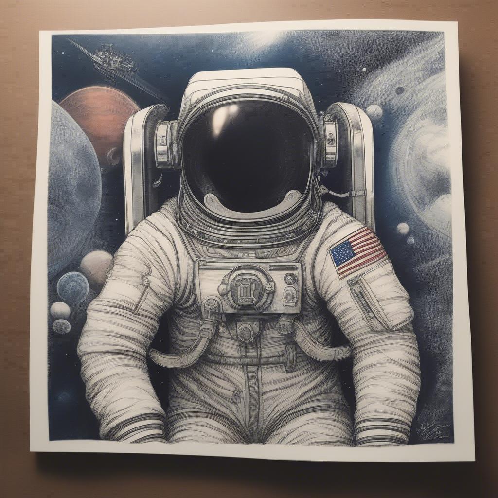 Creative drawing of astronaut dreams