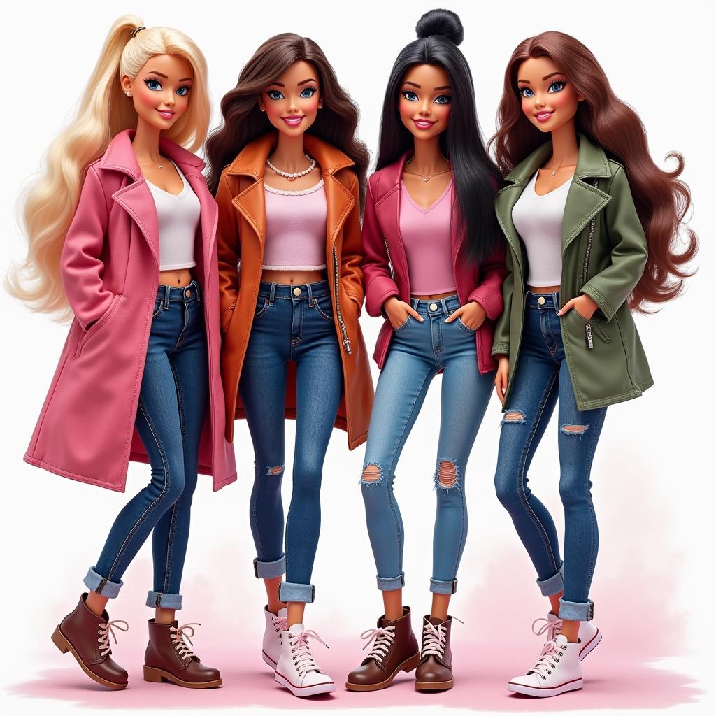 Barbie và những người bạn trong tập 1: Hình ảnh Barbie và những người bạn thân thiết của cô trong những bộ trang phục thời trang.