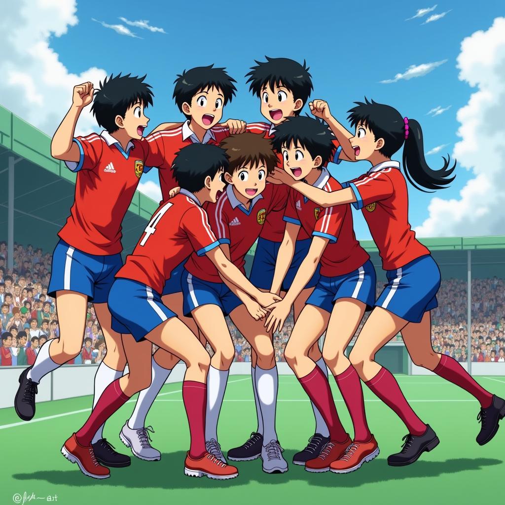 Captain Tsubasa Team Celebrating Victory