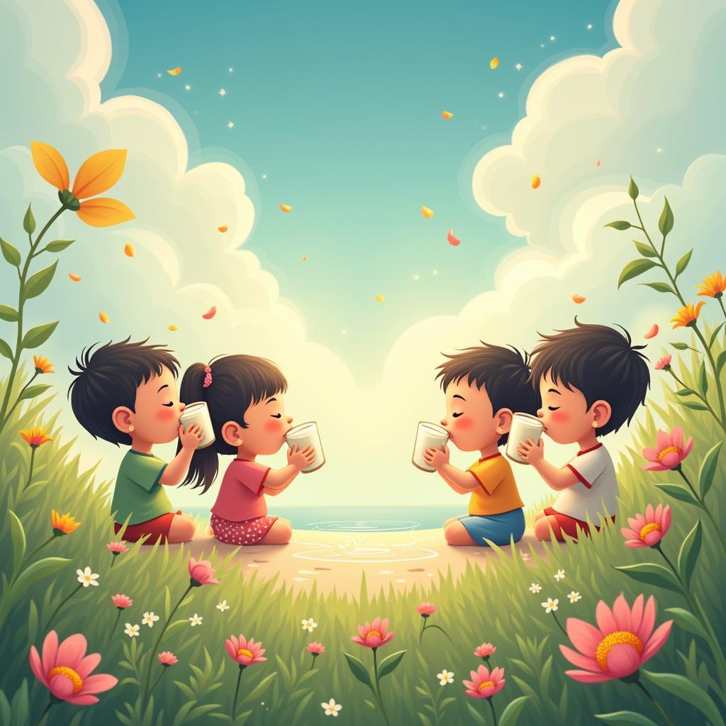 Trẻ em đang uống sữa Việt trong giấc mơ