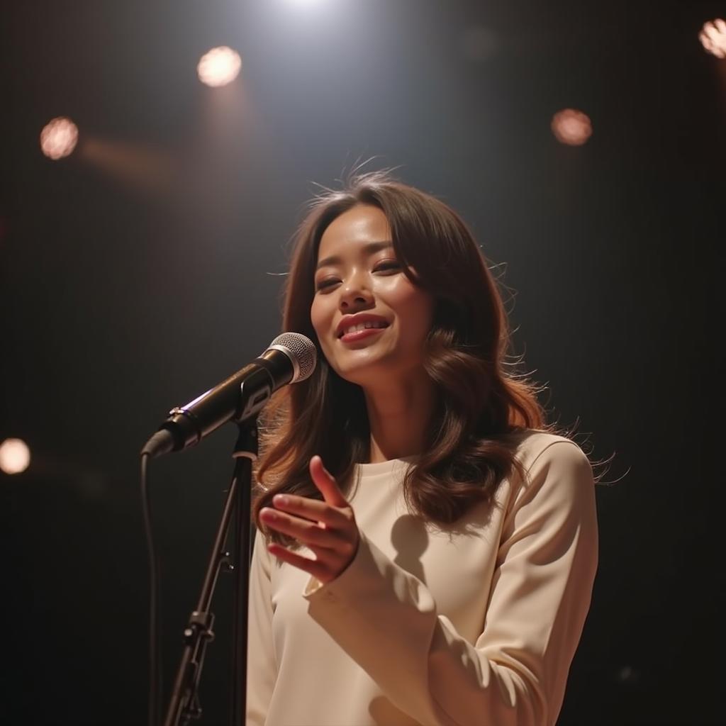Hình ảnh không gian âm nhạc của Thùy Chi trong buổi biểu diễn live 