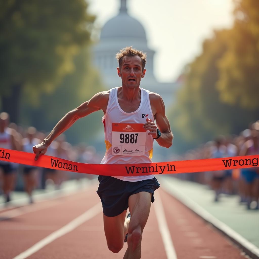 Kiên trì theo đuổi ước mơ - Hình ảnh người chạy marathon đang về đích.
