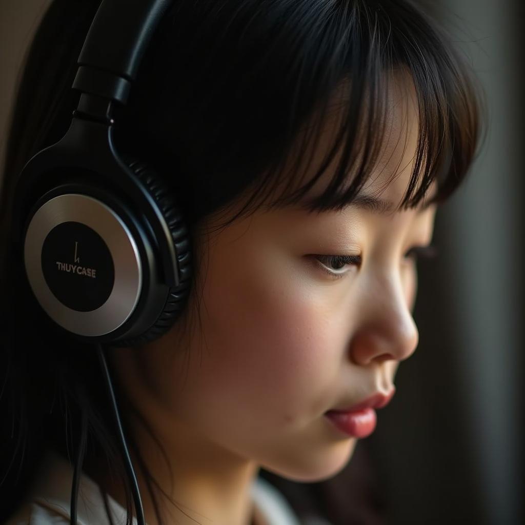 Hình ảnh lắng nghe âm nhạc của Thùy Chi
