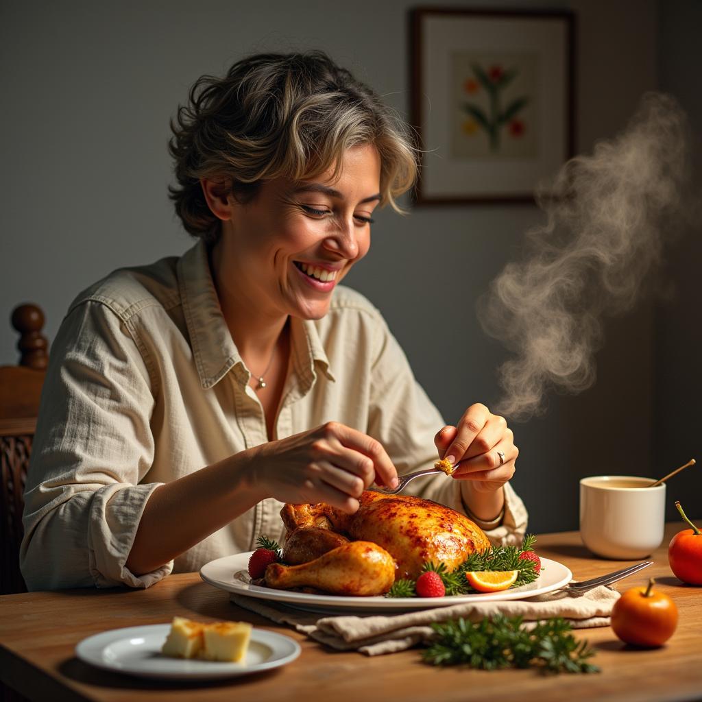 Mơ thấy ăn thịt gà: Hưởng thụ thành quả