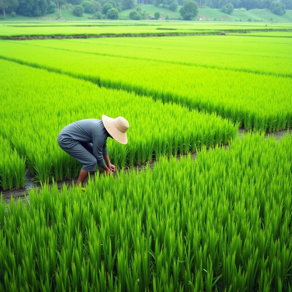 Mơ thấy trồng lúa: Cánh đồng lúa xanh tốt