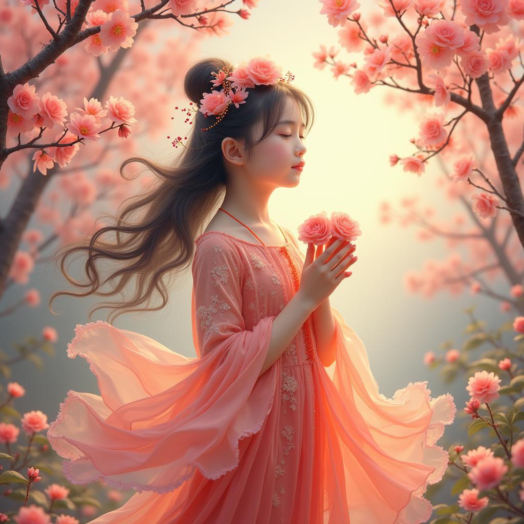 Mỹ Tâm trong giấc mơ mùa xuân: Hình ảnh Mỹ Tâm xuất hiện trong một giấc mơ với khung cảnh mùa xuân rực rỡ.