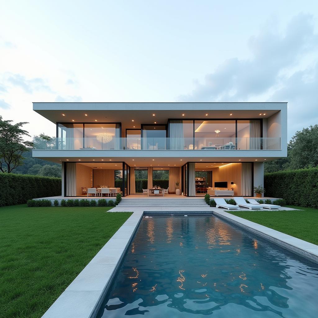 Modern dream house with a pool and garden